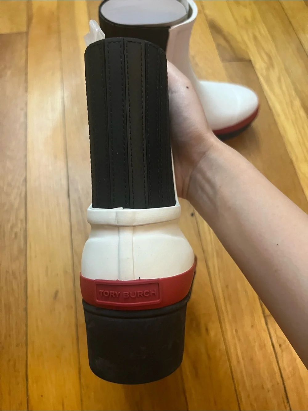Tory Burch Hurricane Boot In Ivory Red & Perfect Black Size US Women's 5